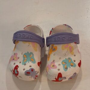 NWT CROCS Kids' Butterfly Clogs - White and Purple